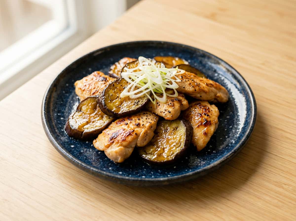 鶏むね肉となすのマヨしょうゆ焼き