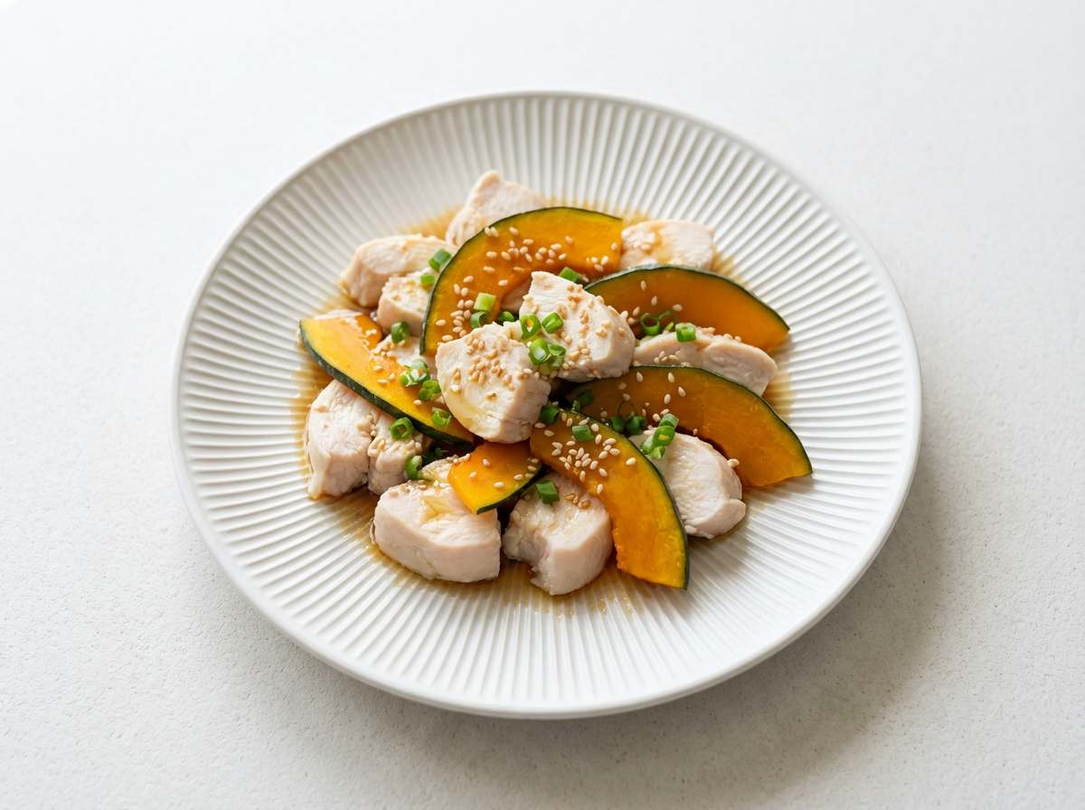 鶏むね肉とかぼちゃのさっぱりポン酢蒸し