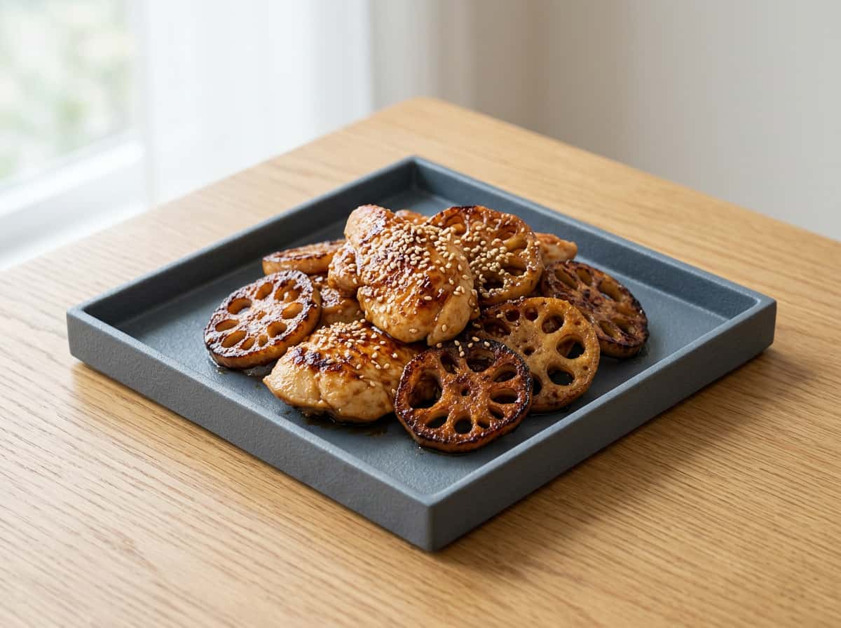 鶏むね肉とれんこんの甘辛やみつき焼き