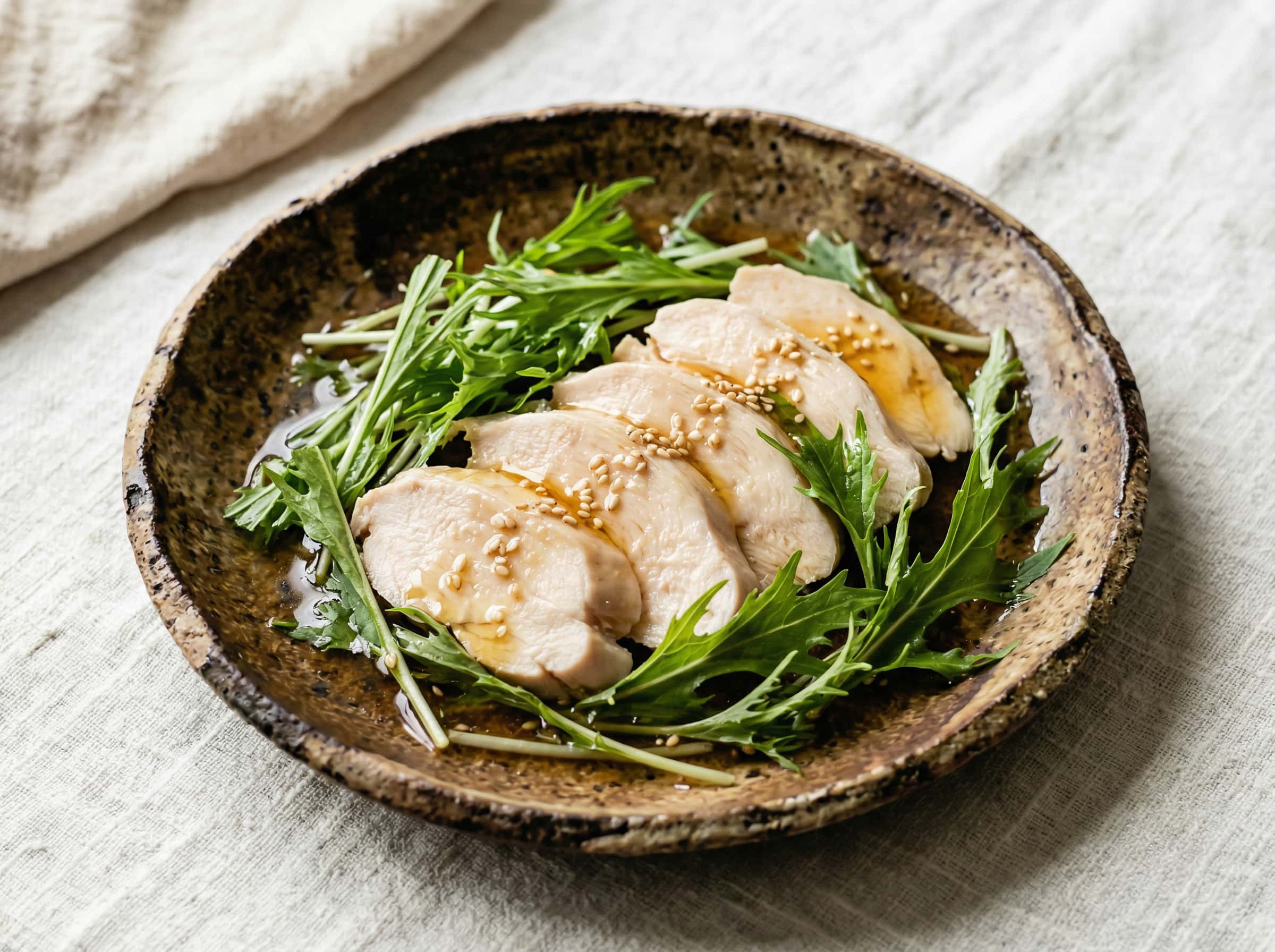 鶏むね肉と水菜のコンソメ漬け