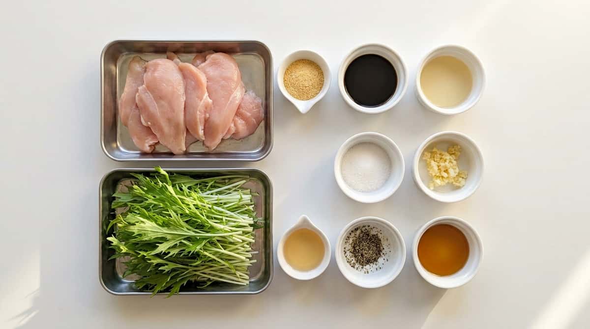 鶏むね肉と水菜のコンソメ漬け（材料）