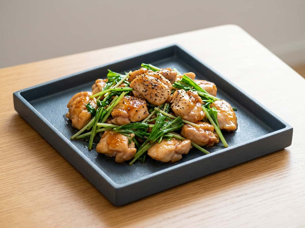 鶏むね肉と水菜の焼肉だれヘルシー炒め