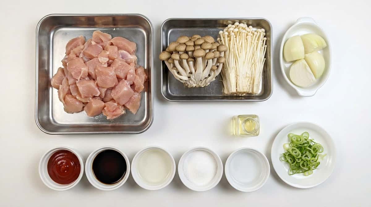 鶏むね肉ときのこのケチャップ煮（材料）