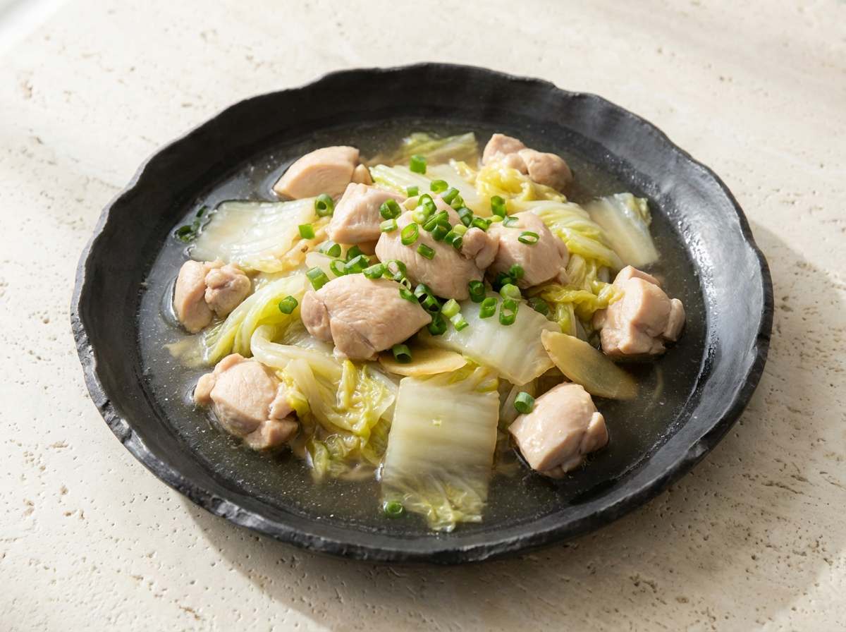 鶏むね肉と白菜のめんつゆ煮