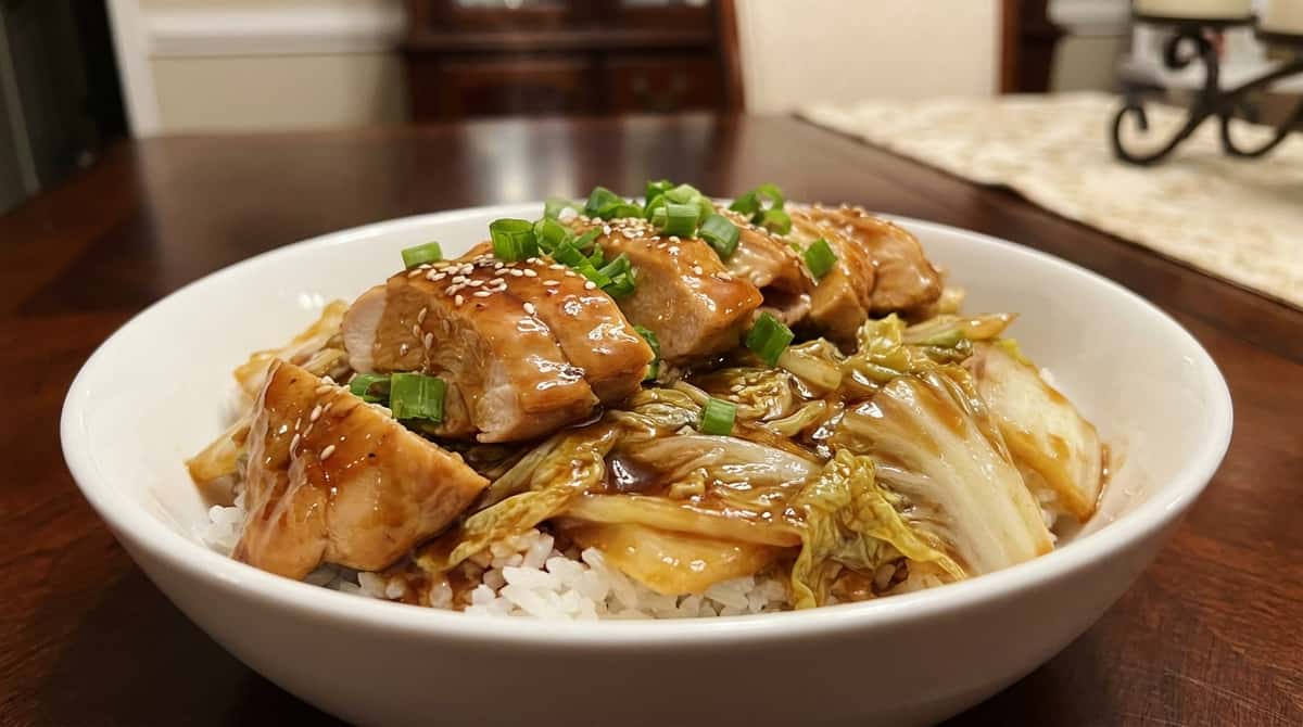 鶏むね肉と白菜のオイスターソースダイエット丼（完成イメージ）