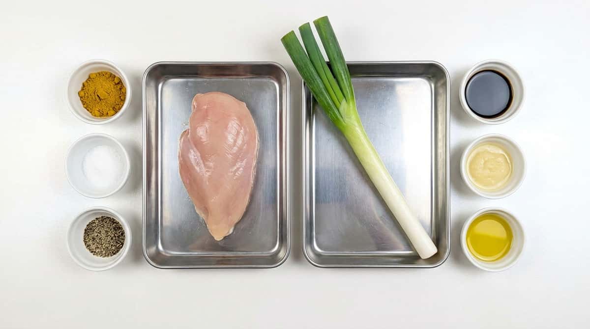 鶏むね肉と長ねぎのヘルシーカレー焼き（材料）