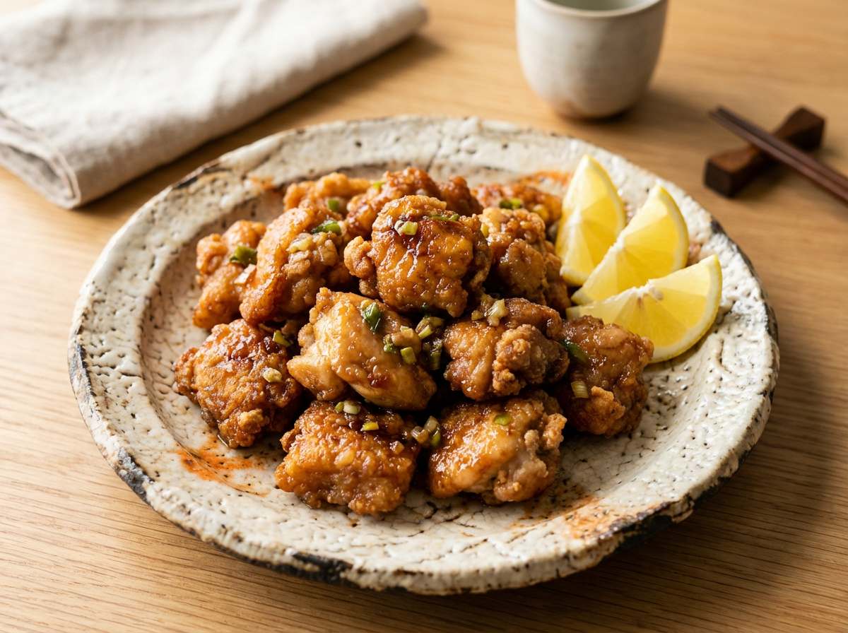鶏むね肉と長ねぎの焼肉タレから揚げ