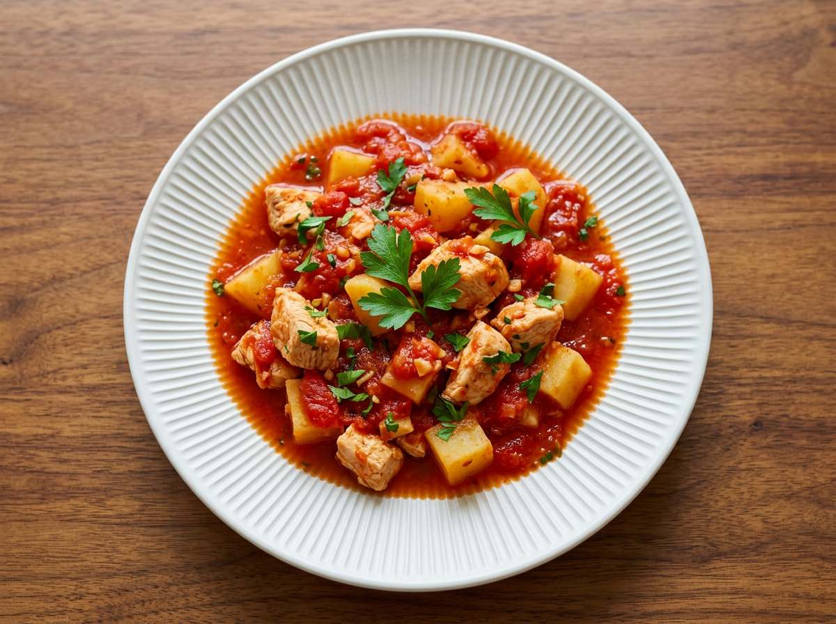 鶏むね肉とじゃがいものトマト缶蒸し