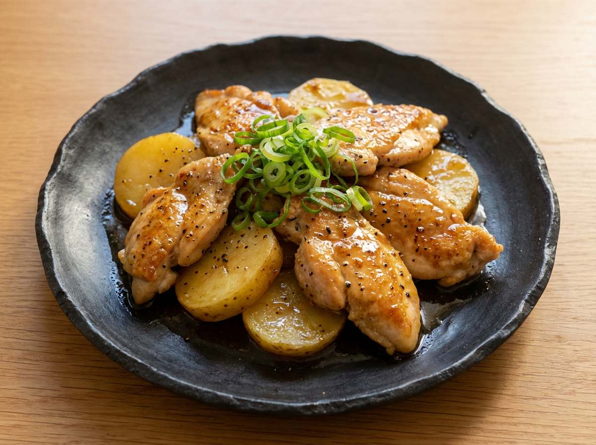 鶏むね肉とじゃがいものめんつゆガッツリ炒め