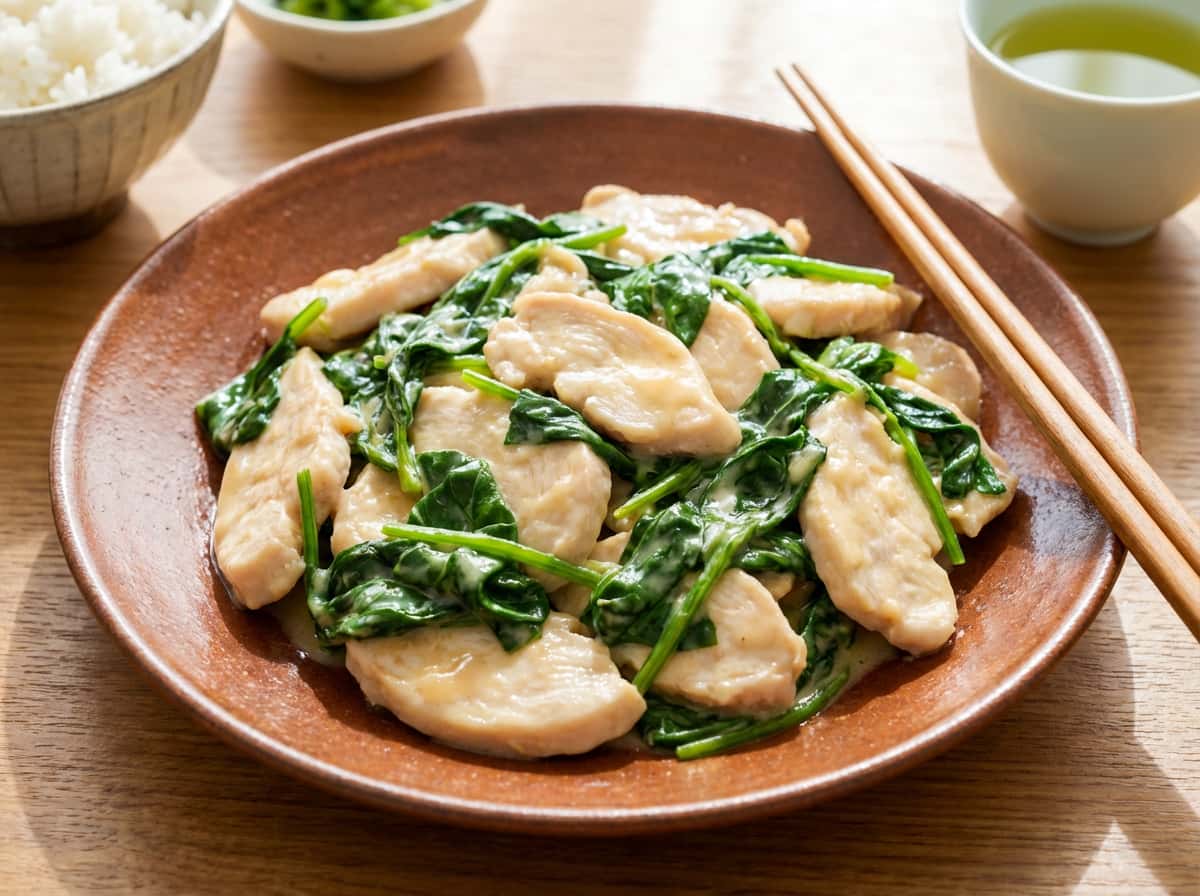 鶏むね肉とほうれん草のマヨ焼き