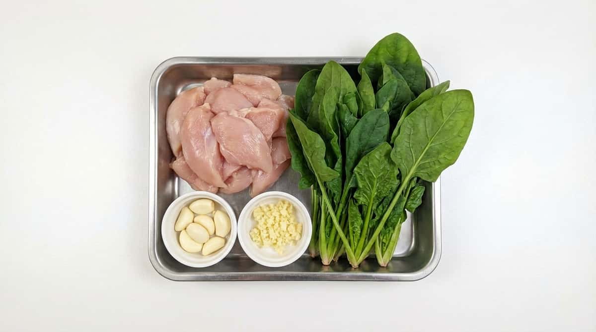 鶏むね肉とほうれん草のマヨ焼き（材料）