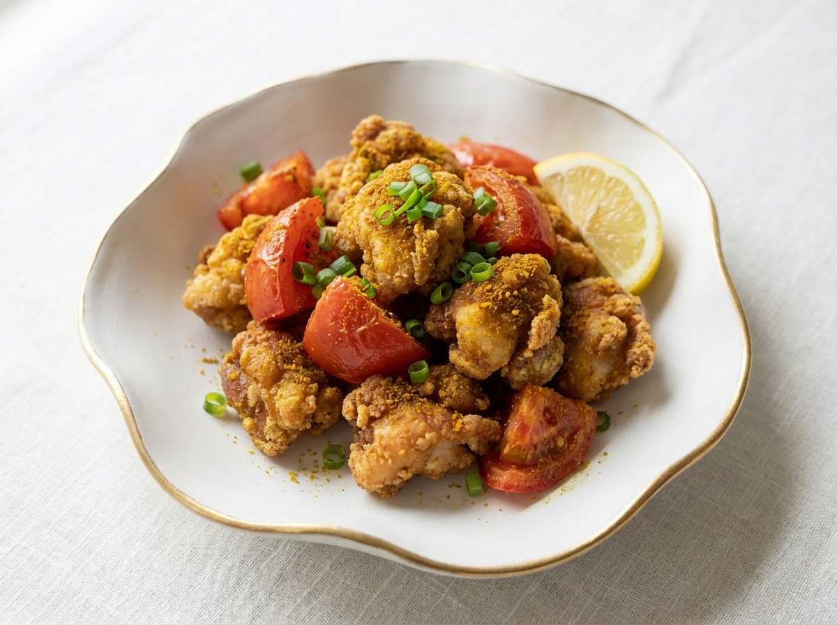 鶏むね肉とトマトのピリ辛カレーから揚げ