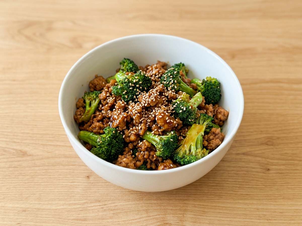 鶏ひき肉とブロッコリーの醤油焼き