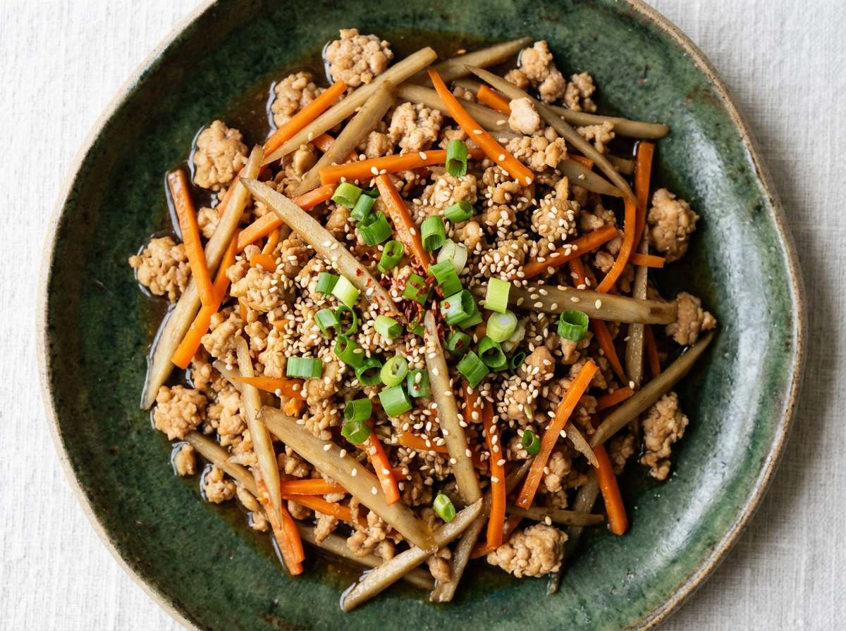 鶏ひき肉とごぼうのオイスター節約漬け