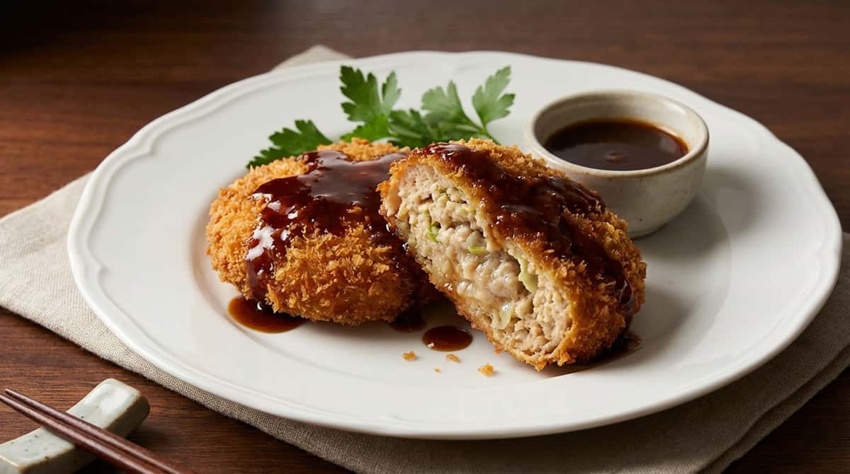 鶏ひき肉とキャベツのバター醤油メンチカツ（完成イメージ）
