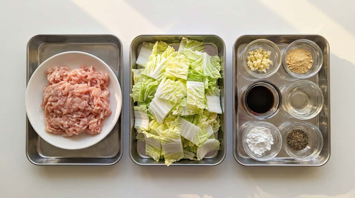鶏ひき肉とキャベツの鶏がら旨炒め（材料）