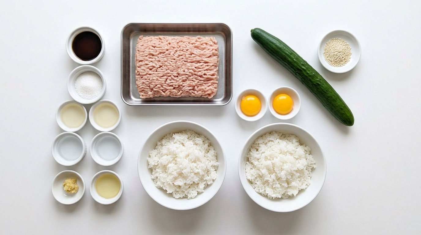 鶏そぼろときゅうりのさっぱりめんつゆ丼（材料）