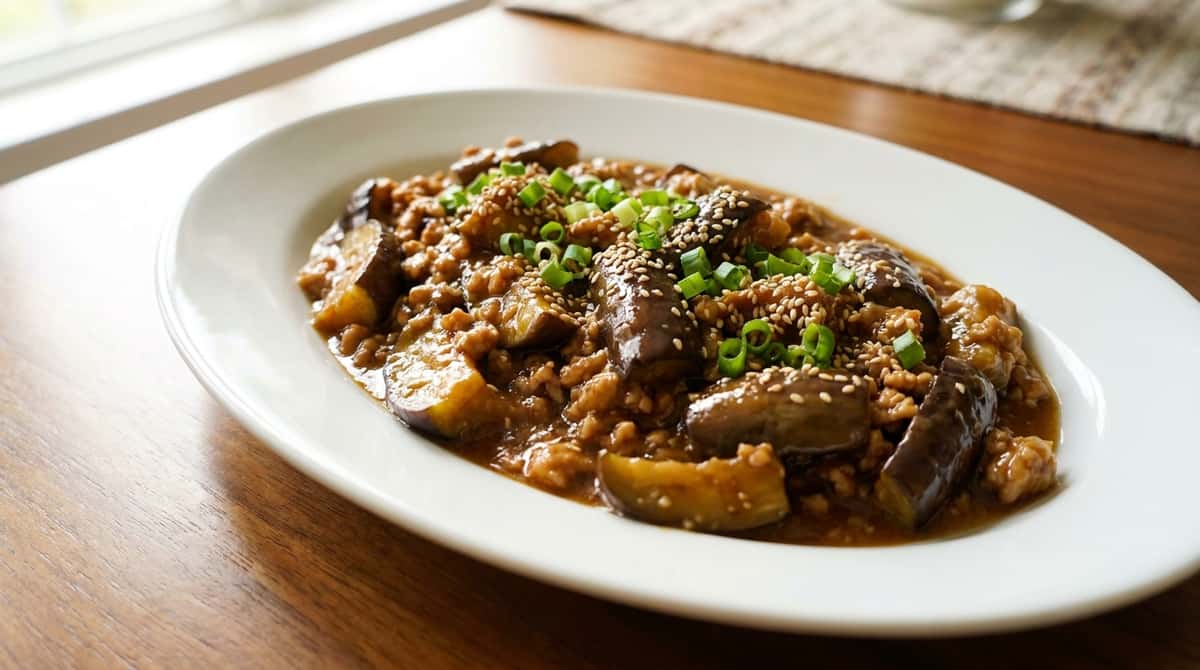 鶏ひき肉となすの味噌バター焼き（完成イメージ）