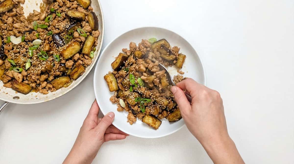 鶏ひき肉となすの塩こしょう和えボウル（完成イメージ）