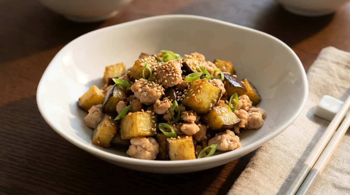 鶏ひき肉となすの塩こしょう和えボウル（完成イメージ）