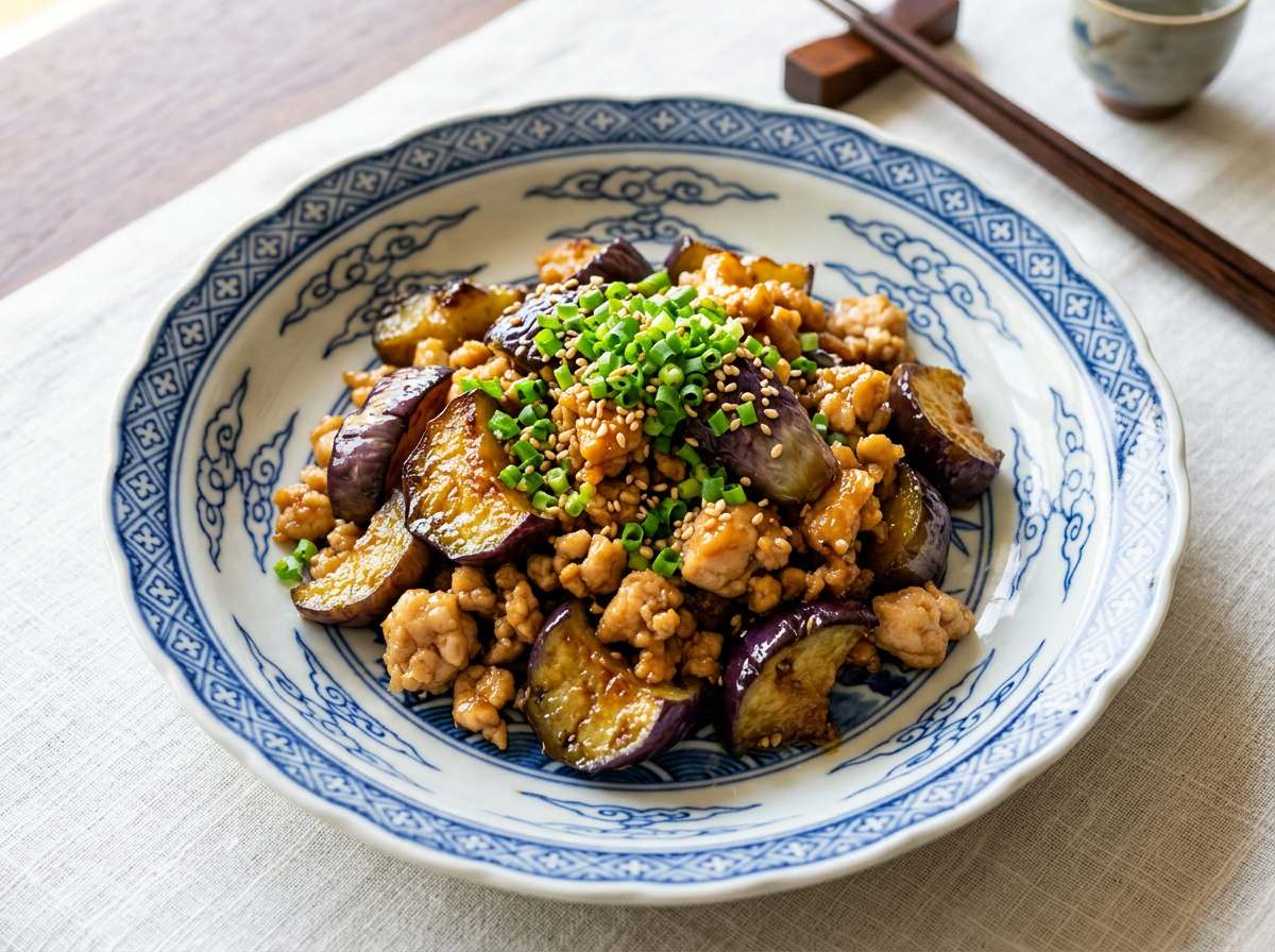鶏ひき肉となすのさっぱり甘酢漬け