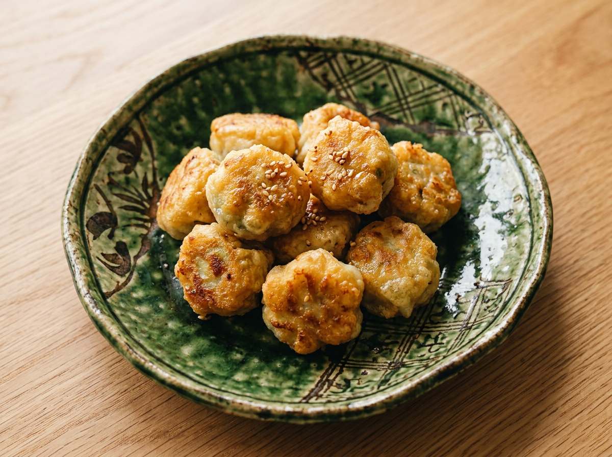 鶏ひき肉と小松菜のごま油香ばし揚げ