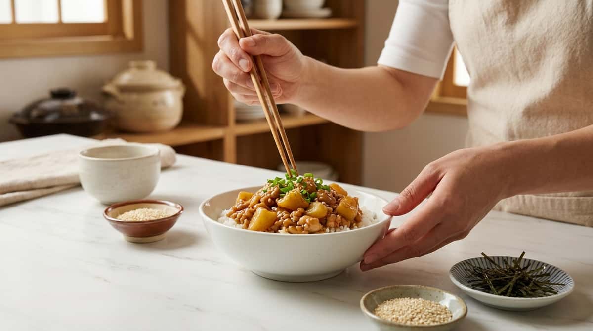 鶏そぼろとほくほくじゃがいものオイスターソースダイエット丼（完成イメージ）