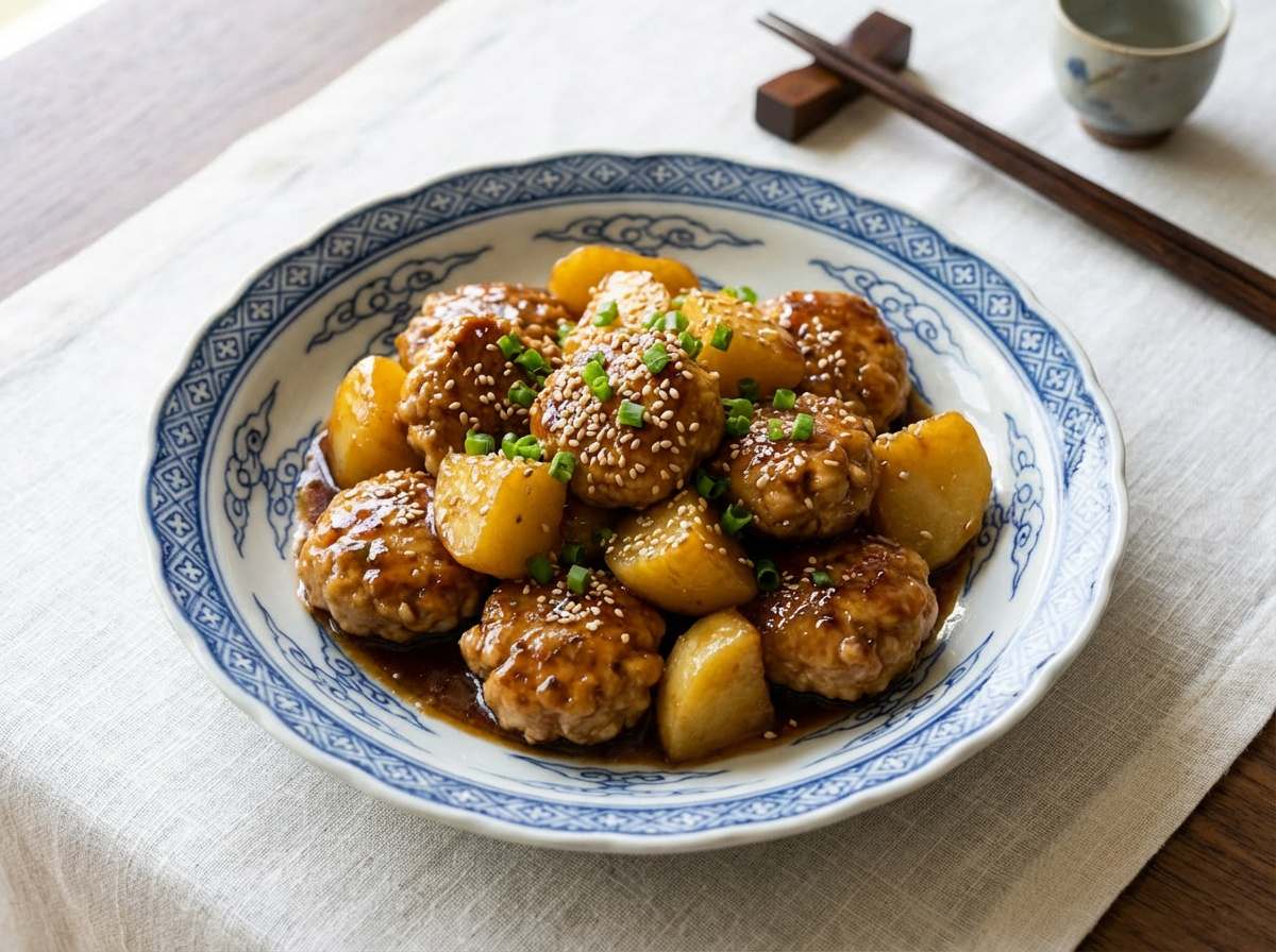 鶏ひき肉とじゃがいものオイスターソース焼き