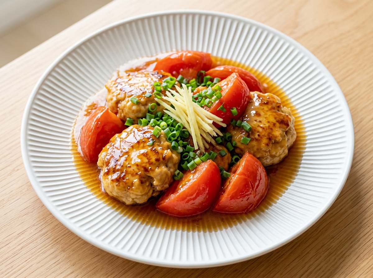 鶏ひき肉とトマトのさっぱり甘酢蒸し