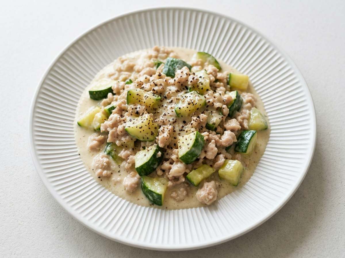 鶏ひき肉とズッキーニのマヨ煮