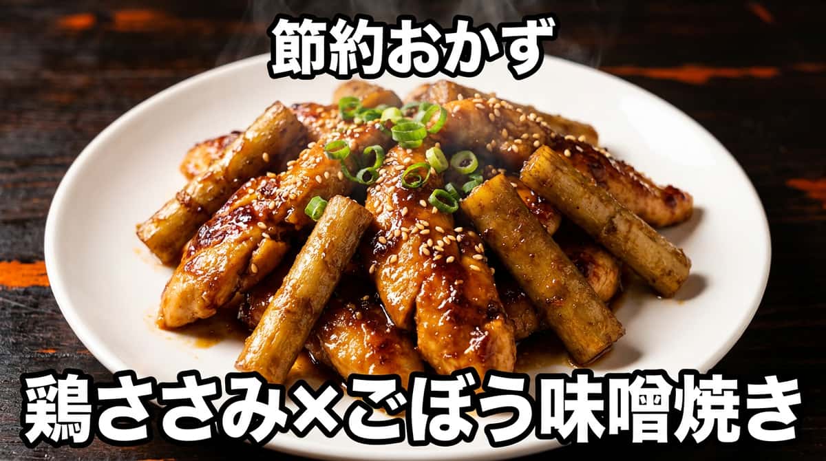 鶏ささみとごぼうの味噌こんがり焼き