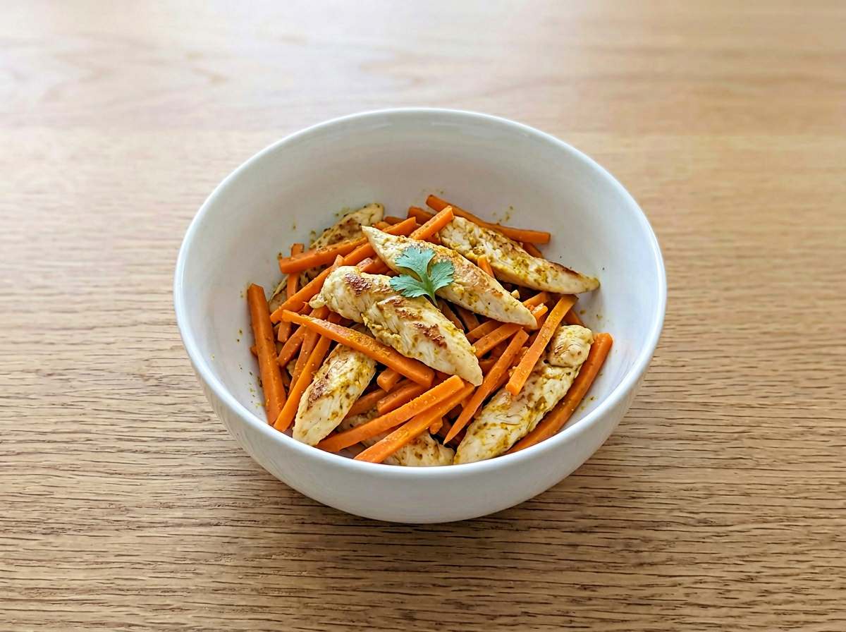 鶏ささみとにんじんのカレー風味さっぱり焼き