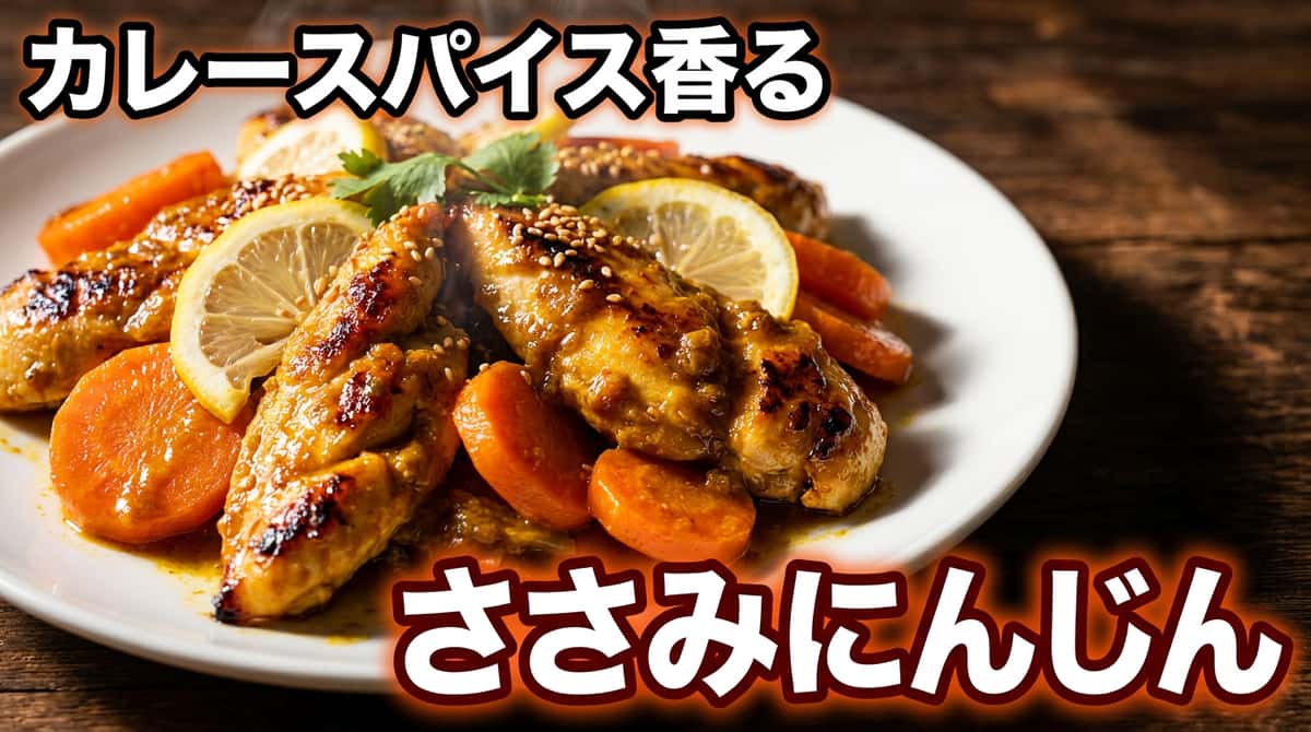 鶏ささみとにんじんのカレー風味さっぱり焼き