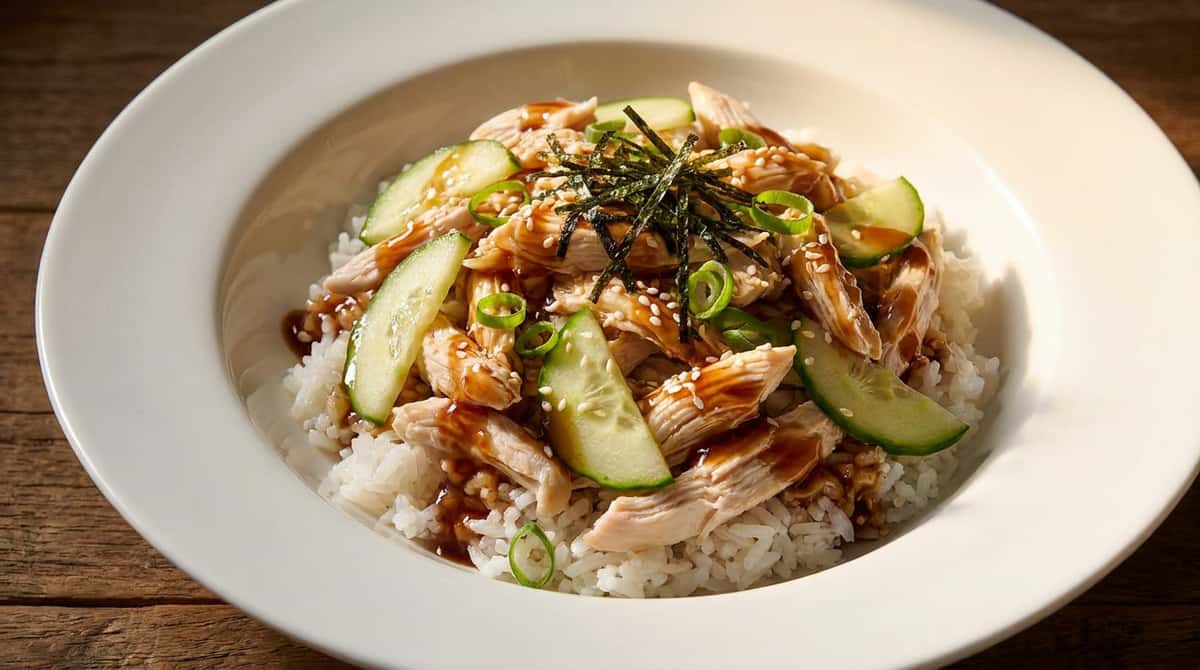 鶏ささみときゅうりのさっぱりオイスター丼（完成イメージ）