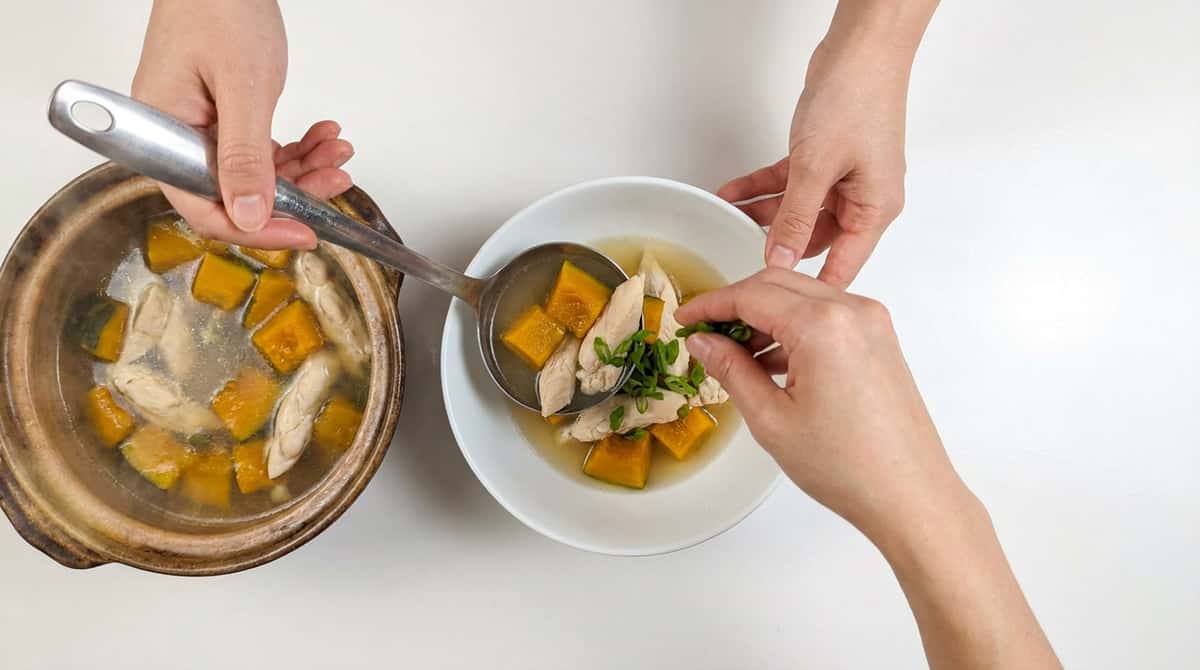 鶏ささみとかぼちゃの鶏ガラスープ煮（完成イメージ）