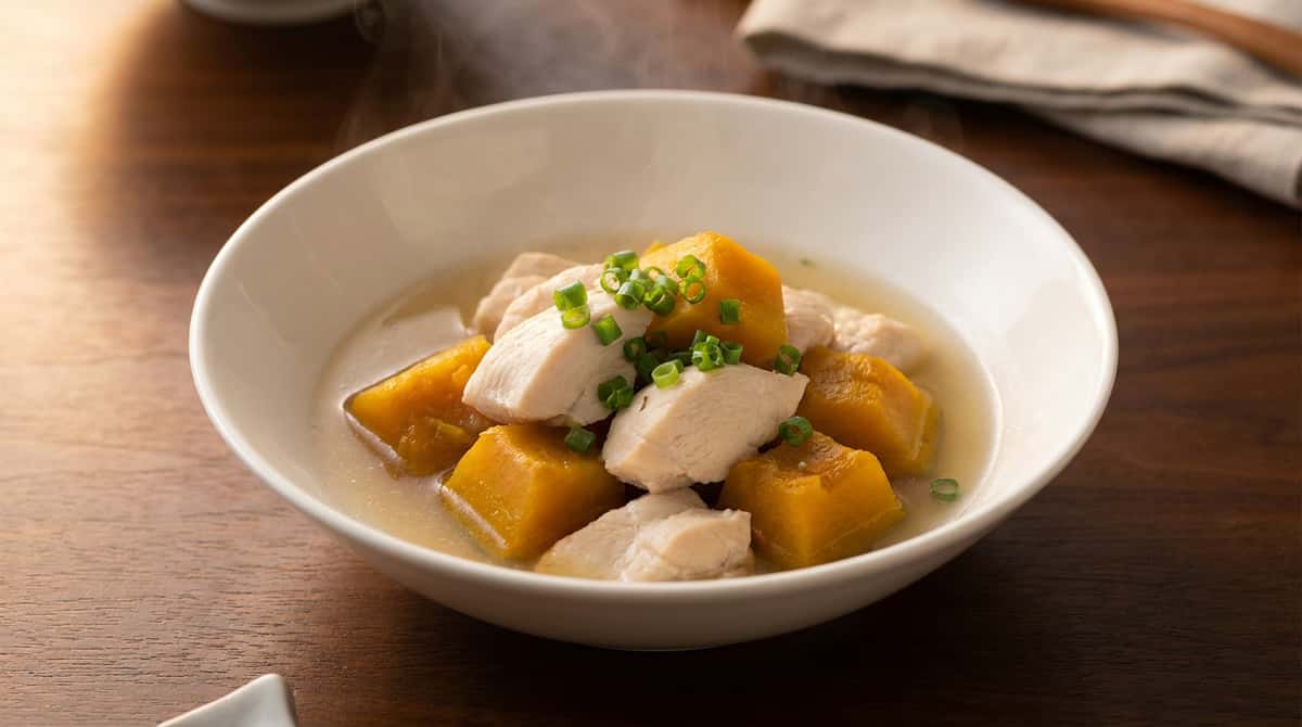 鶏ささみとかぼちゃの鶏ガラスープ煮（完成イメージ）