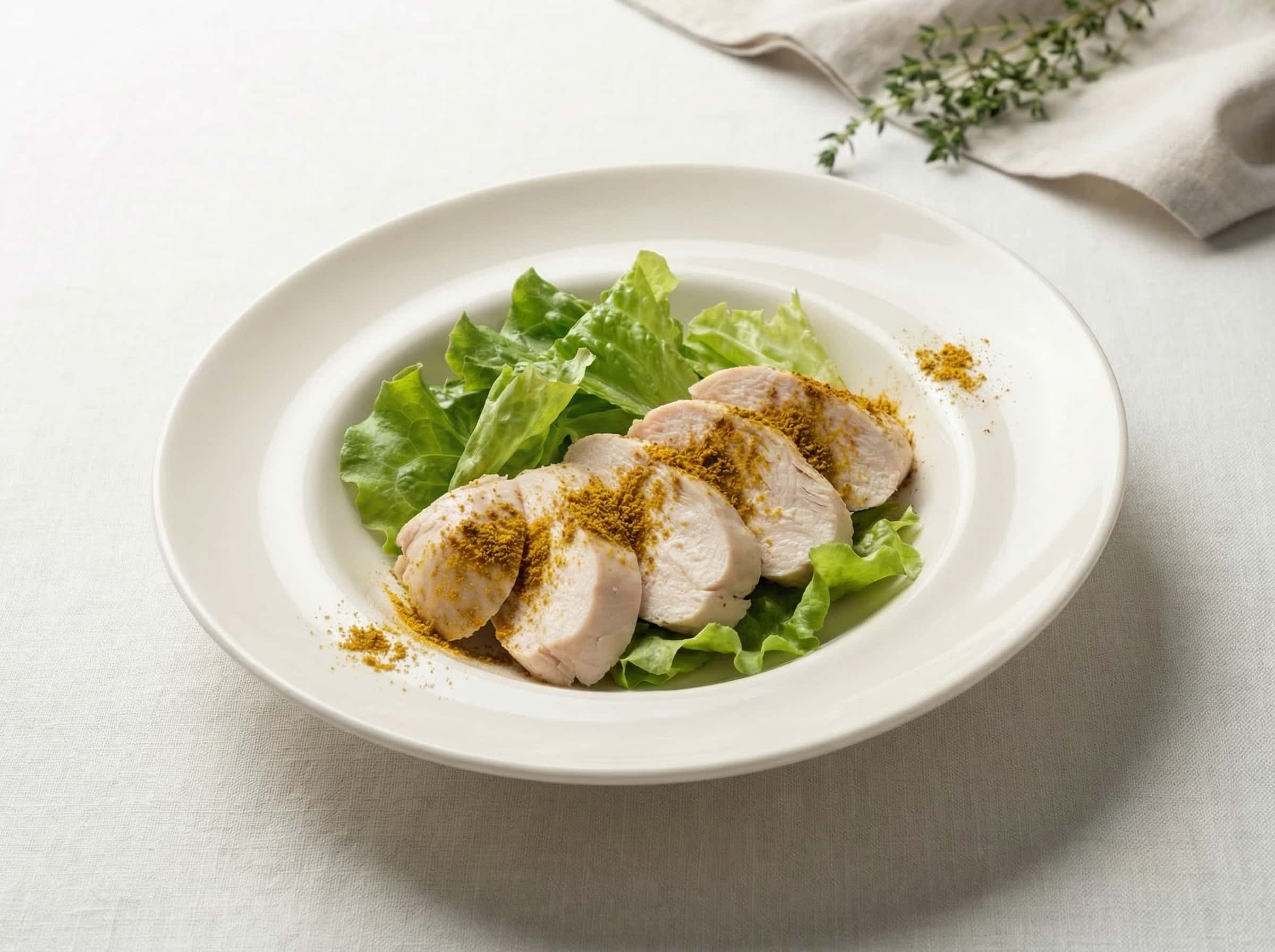 鶏ささみとレタスのカレー蒸し