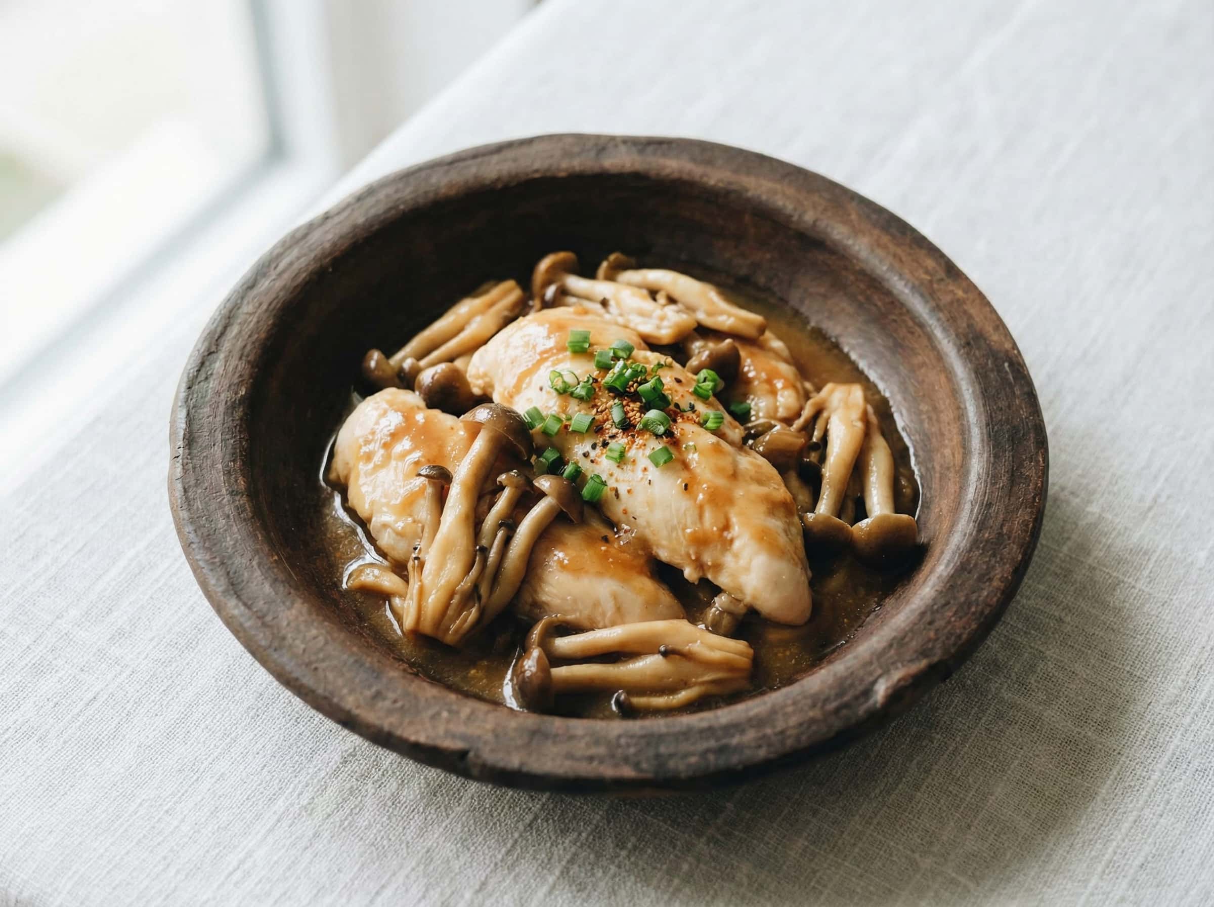 鶏ささみときのこの味噌蒸し