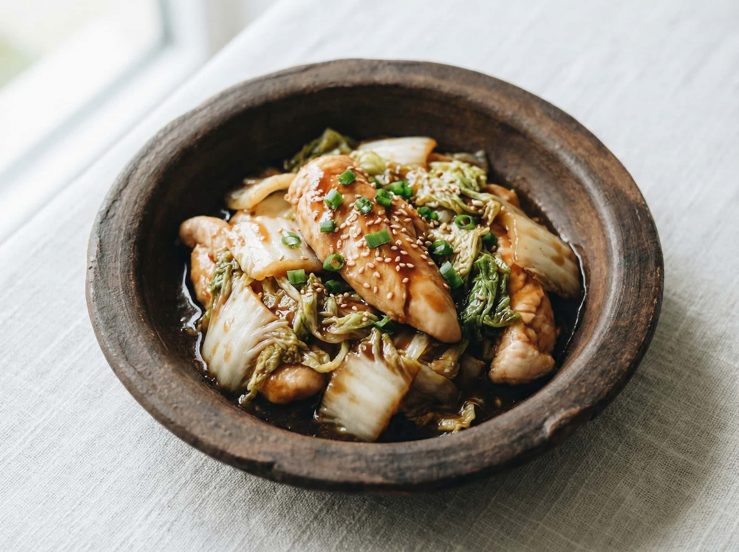 鶏ささみと白菜のオイスターソースレンジ蒸し