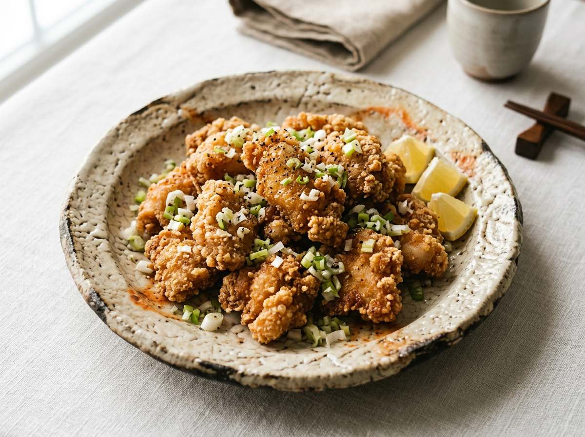 鶏ささみと長ねぎの節約鶏ガラから揚げ