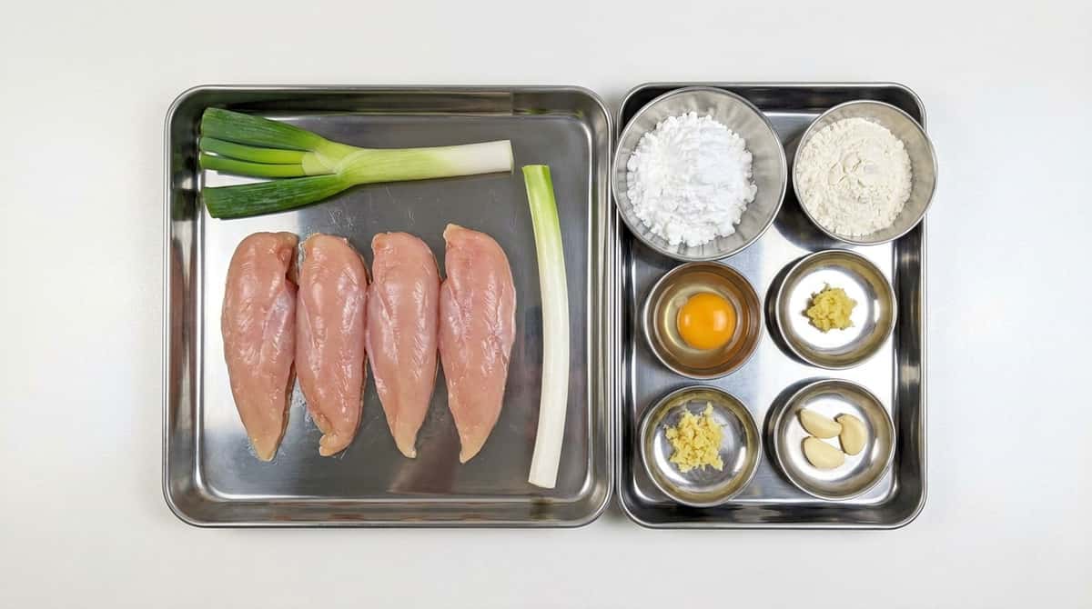 鶏ささみと長ねぎの節約鶏ガラから揚げ（材料）