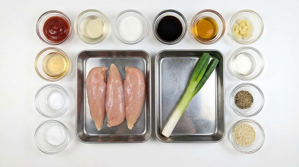 鶏ささみと長ねぎのケチャップ漬け（材料）