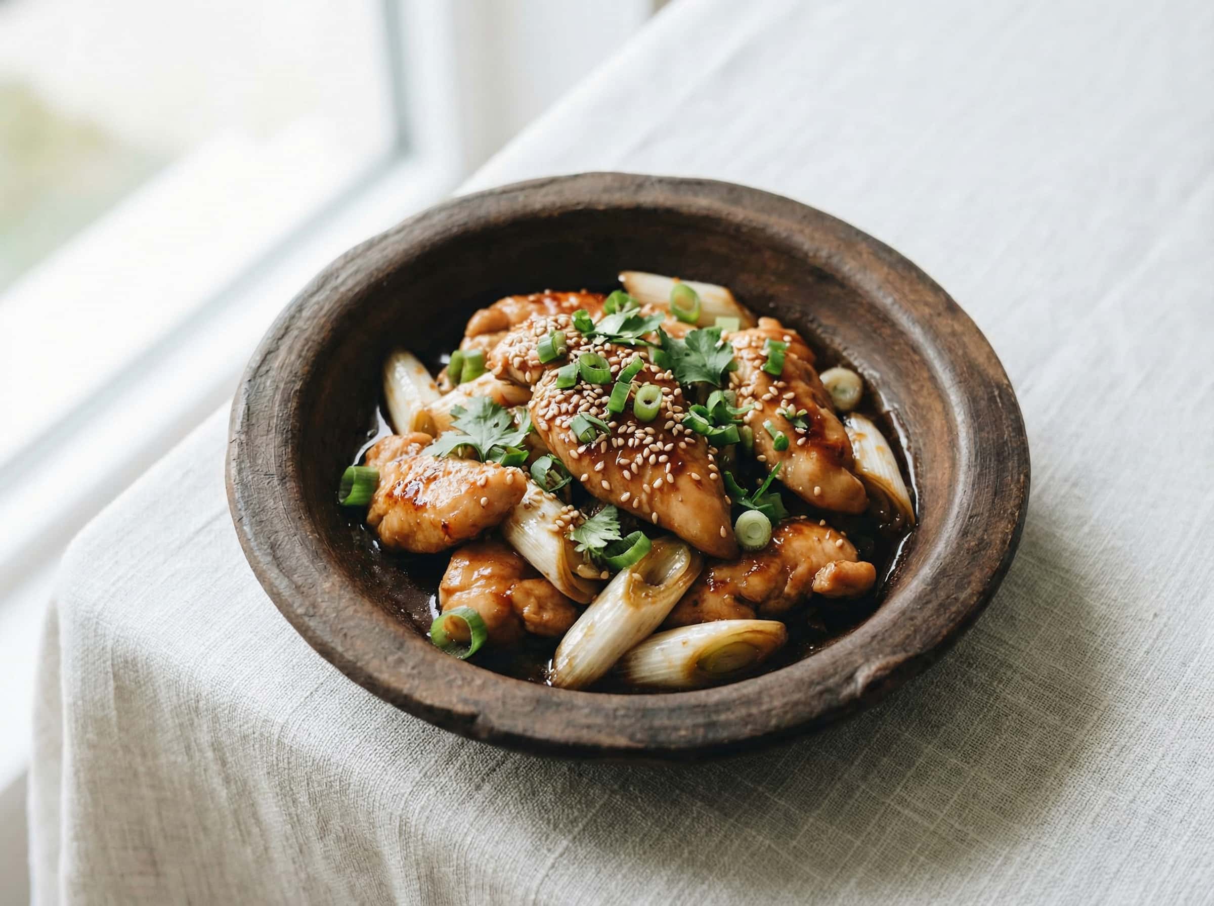 鶏ささみと長ねぎのピリ辛ごま油煮