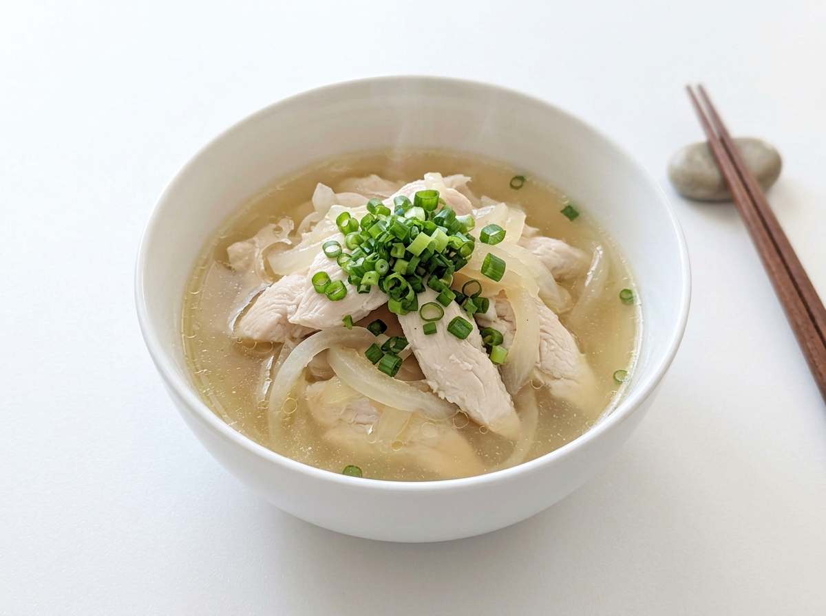 鶏ささみと玉ねぎの鶏ガラスープ煮
