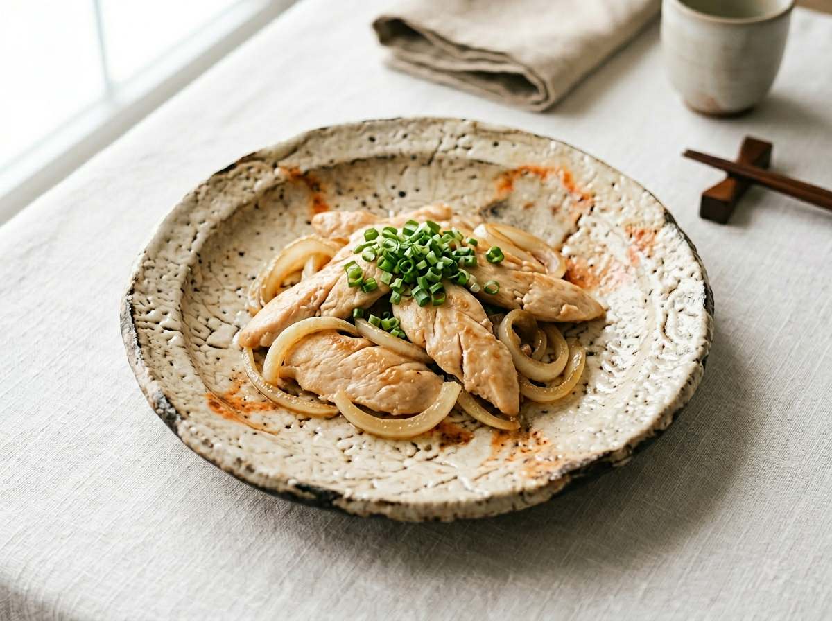 鶏ささみと玉ねぎの白だし焼き