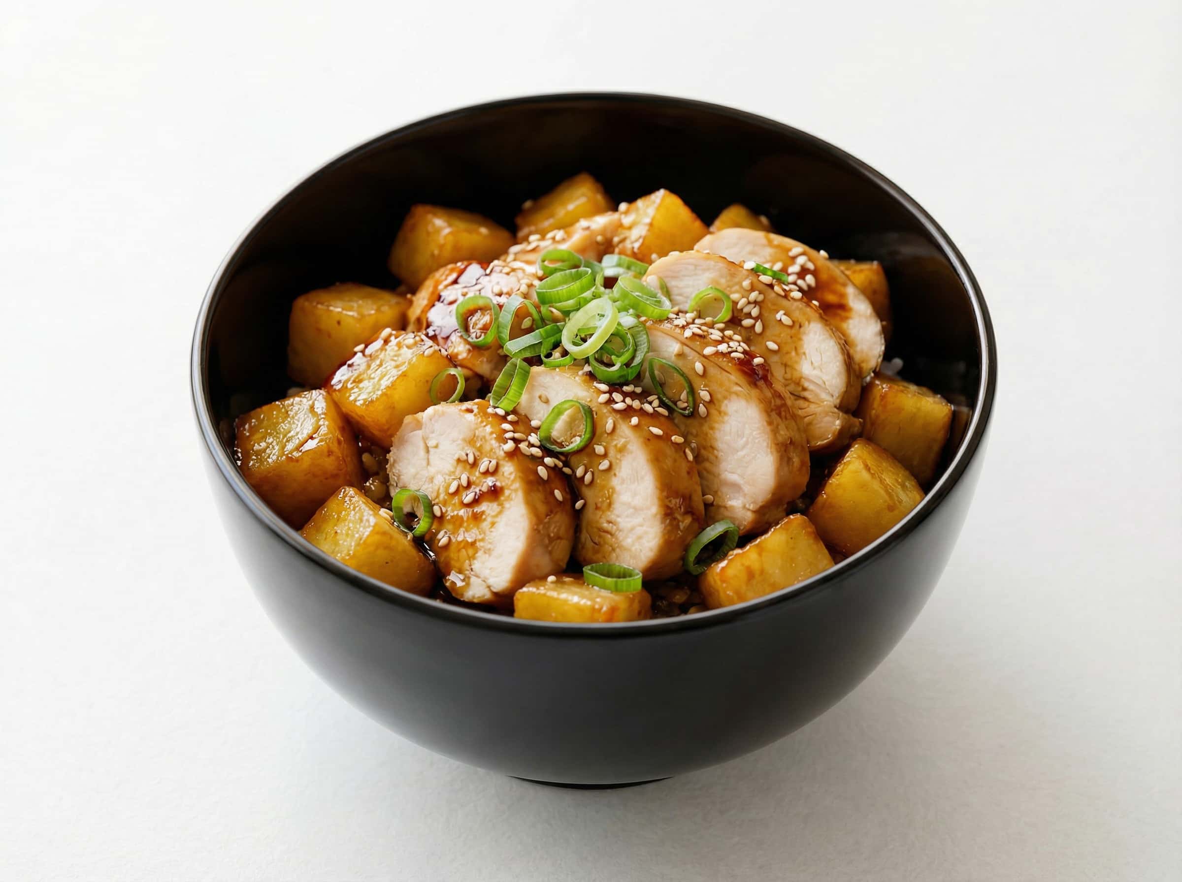 鶏ささみとじゃがいものごま油しょうゆ丼（ダイエット）