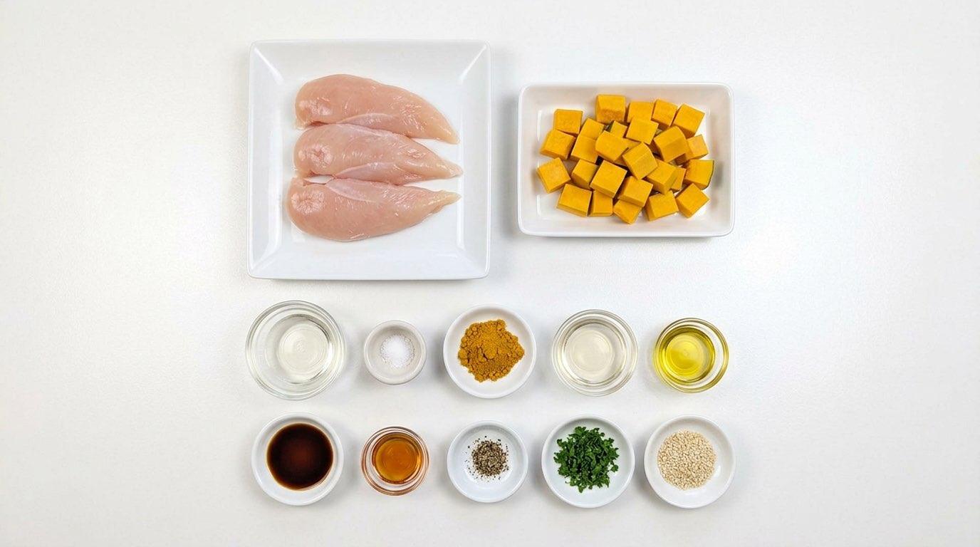 ささみとかぼちゃのカレー和え（材料）