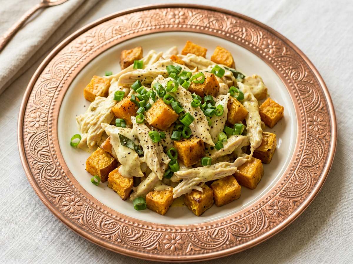 鶏ささみとさつまいものヨーグルトカレー和え