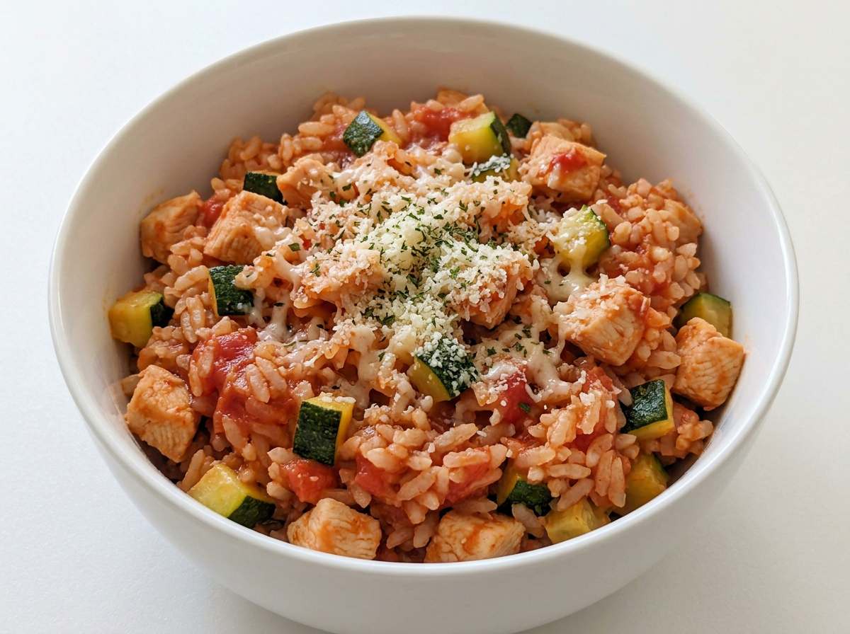 鶏ささみとズッキーニのトマト炊き込みご飯