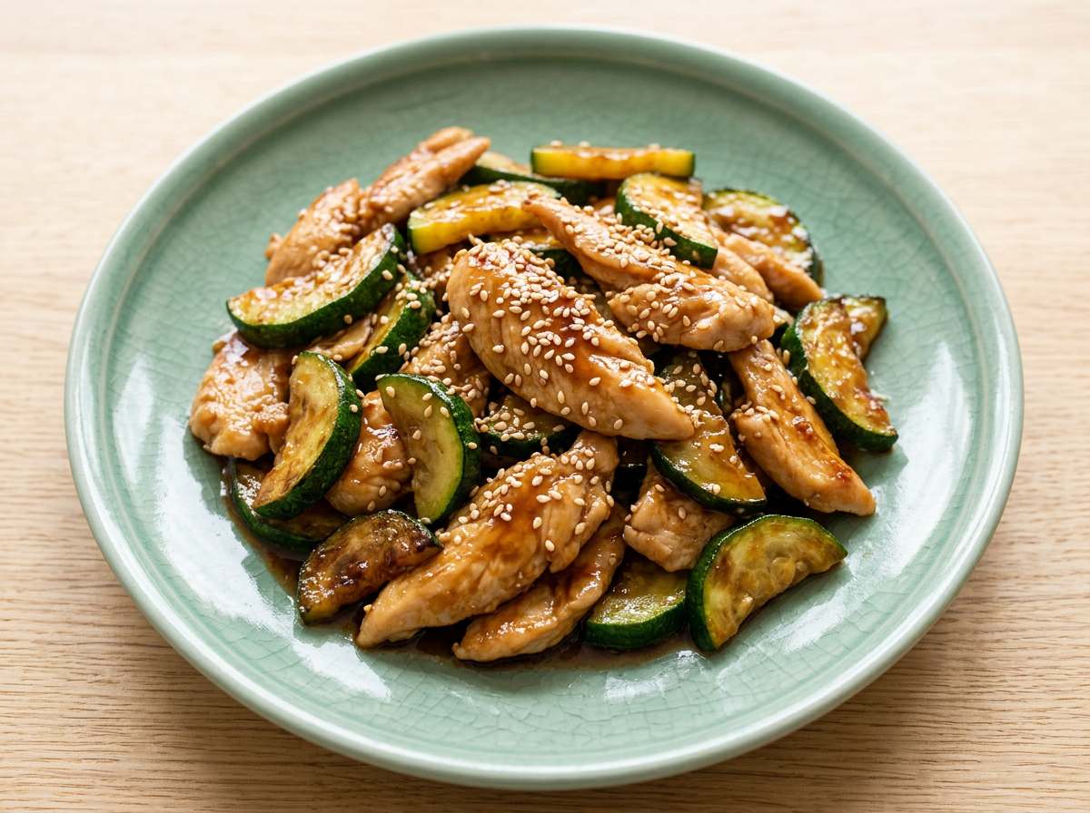 鶏ささみとズッキーニの焼肉のタレ炒め（時短10分）